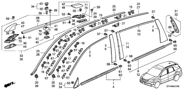 2009 Acura MDX  Clip A, Windshield (Blue) Diagram for 73155STXA01