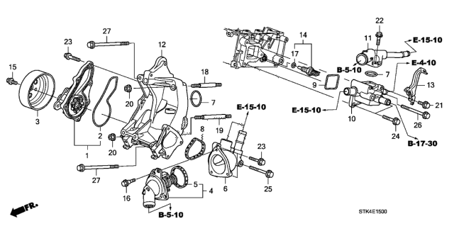 2010 Acura RDX  Thermostat Assembly (Fuji Seiko) Diagram for 19301RTA003