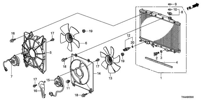 2013 Acura TL Cover, Fan Motor Diagram for 38619RK1A01
