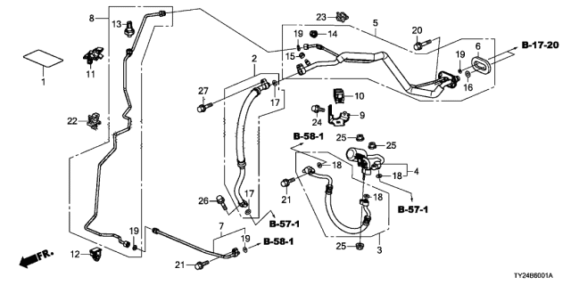 2017 Acura RLX Clip, Receiver Pipe Diagram for 80365TF0003