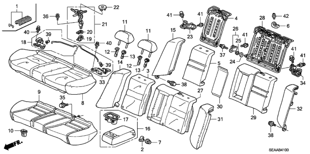 2008 Acura TSX Collar, Rear Center Seat Pivot Diagram for 82292S04000