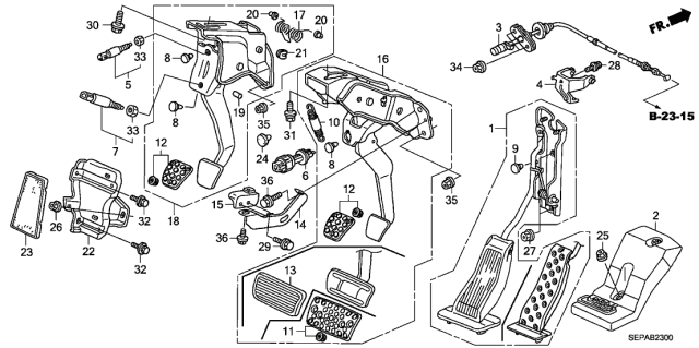 2008 Acura TL Cover, Pedal Diagram for 46545S84A81