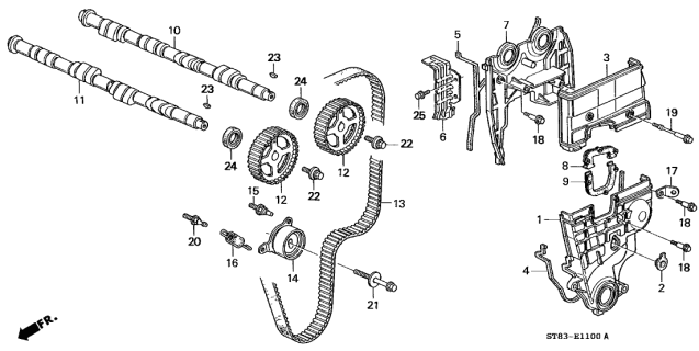1998 Acura Integra  Bolt, Timing Belt Cover Diagram for 90010PR3000