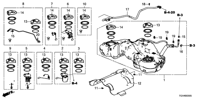 2021 Acura TLX  Module Set, Fuel Pump Diagram for 17045TGVA02