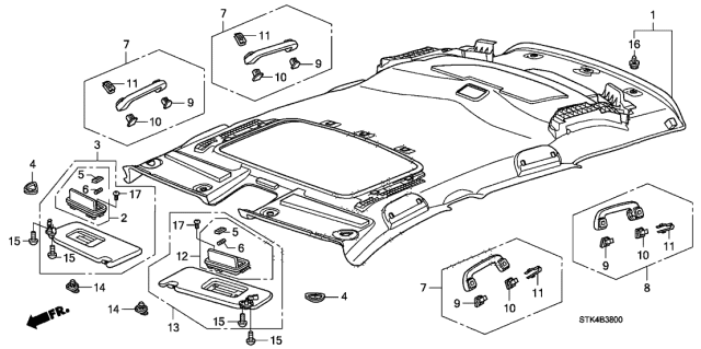 2011 Acura RDX  Mirror Assembly, Passenger Side Lamp (Gray) Diagram for 83221STKA01ZB