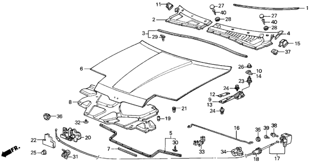 1987 Acura Integra  Clip, Hood Wire Diagram for 91513SD2003