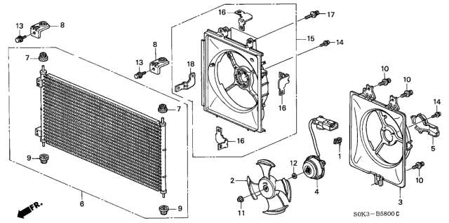 2003 Acura TL Bracket, Condenser Mount (Upper) Diagram for 80111S84A00