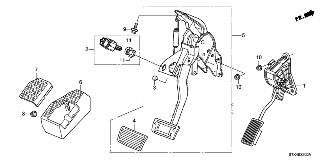 2009 Acura MDX  Bracket, Footrest Diagram for 46991STXA01