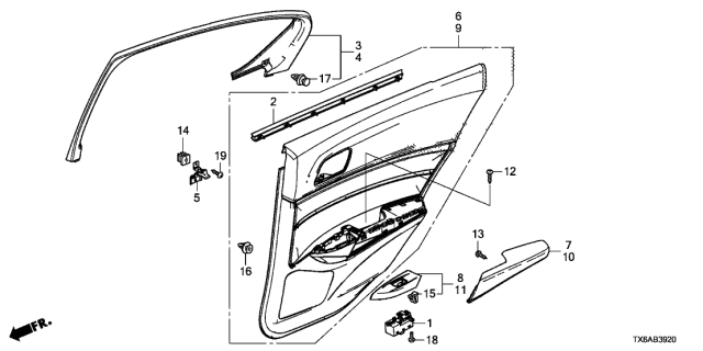 2021 Acura ILX Armrest Driver Side (Type V) Diagram for 83752TV9A21ZF