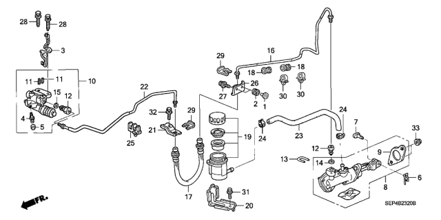 2004 Acura TL Clamp, Clutch Pipe Diagram for 46977SDPA01
