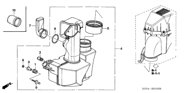 2003 Acura MDX Rubber, Air Cleaner Seal Diagram for 17244PGKA00