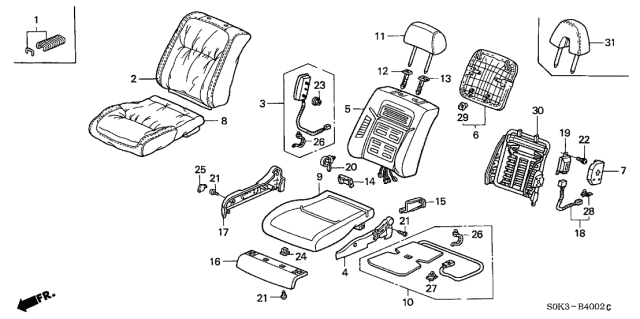 2002 Acura TL Pad & Frame, Right Front Seat Cushion Diagram for 81132S0KA71