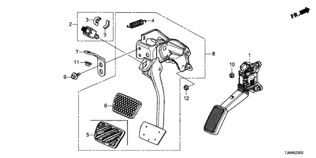 2021 Acura RDX  Pedal Assembly, Brake Diagram for 46600TJBL81
