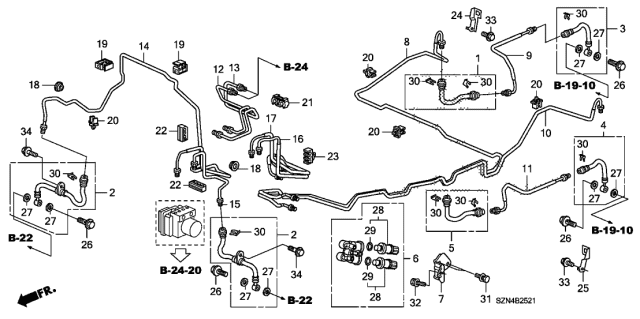 2011 Acura ZDX  Clip, Brake Pipe Diagram for 46391SHJA01