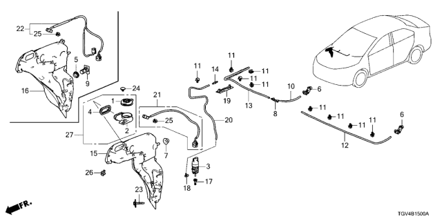 2021 Acura TLX  Nozzle, Front Windshield Washer Diagram for 76810TGVA01