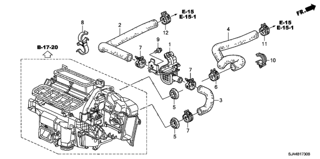 2012 Acura RL Hose B, Water Inlet Diagram for 79722SDAA00