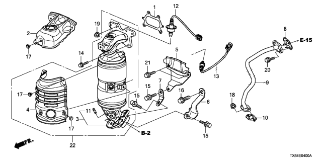 2014 Acura ILX  Exhaust Converter Diagram for 18160R2AM00