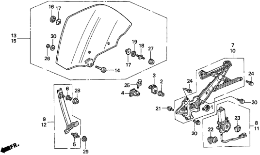 1998 Acura TL Regulator, Left Rear Door Power Diagram for 72751SL9003
