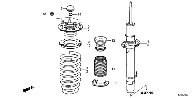 2017 Acura RLX Shock Absorber Unit, Right Front Diagram for 51611TY2A11