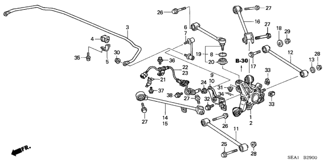 2005 Acura TSX  Bolt, Rear Arm (Upper) Diagram for 90173S84A00