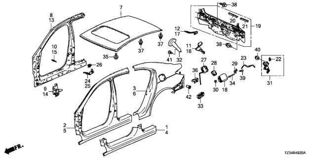 2019 Acura TLX  Cable, Fuel Lid Open Diagram for 74411TZ3A01