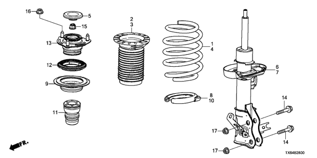 2017 Acura ILX Cap, Front Shock Absorber Mounting Diagram for 51608SNA000