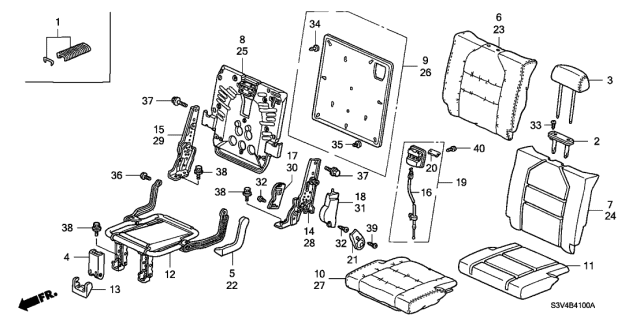 2002 Acura MDX  Headrest Assembly, Middle (Graphite Black) (Leather) Diagram for 81340S3VA31ZA