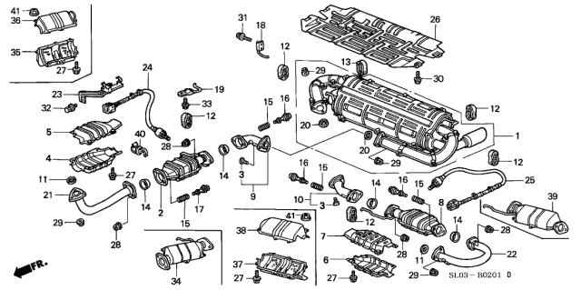1995 Acura NSX  Catalytic Converter Diagram for 18160PR7A30