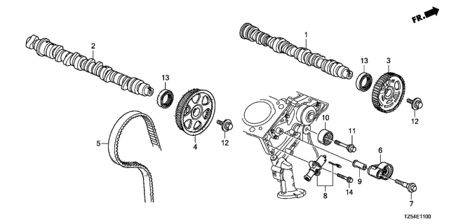 2020 Acura MDX  Camshaft, Rear Diagram for 14200RLVA00