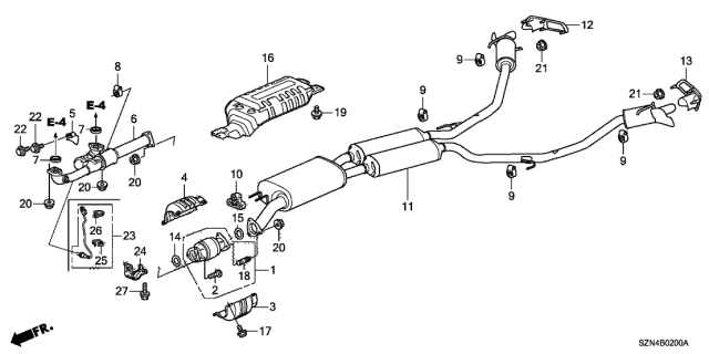 2013 Acura ZDX  Rubber, Exhaust Mounting Diagram for 18215STXA01