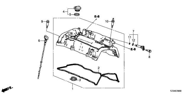 2017 Acura TLX  Gasket, Head Cover Diagram for 123415A2A01