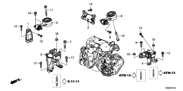 2016 Acura ILX  Mounting Diagram for 50820TV9A03