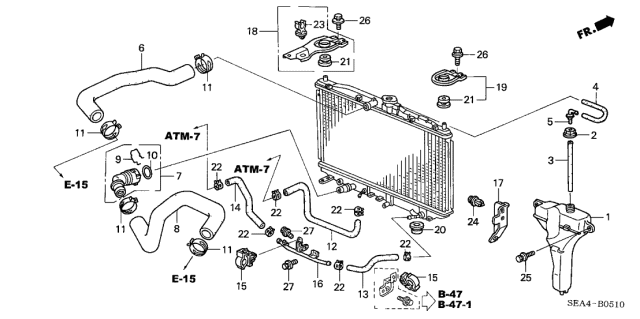 2007 Acura TSX HOSE (515MM) (ATF) Diagram for 25211RBA305
