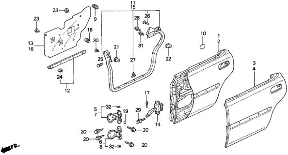 1997 Acura TL Pin, Door Checker Diagram for 75760SB2003