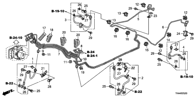 2009 Acura TL  Clip, Brake Pipe Diagram for 46393TA1A01