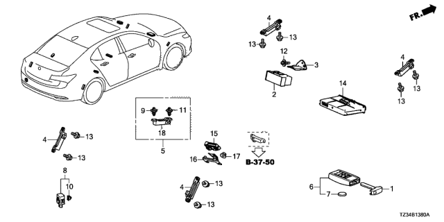 2018 Acura TLX  Buzzer Assembly, Smart Diagram for 74940TZ3A01
