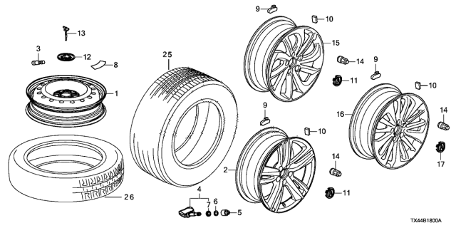2017 Acura RDX  Cap, Aluminum Wheel Center Diagram for 44732SZNA00
