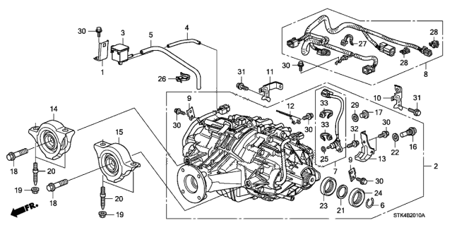 2009 Acura RDX Stay C, Rear Differential Cable Diagram for 48323RWG000