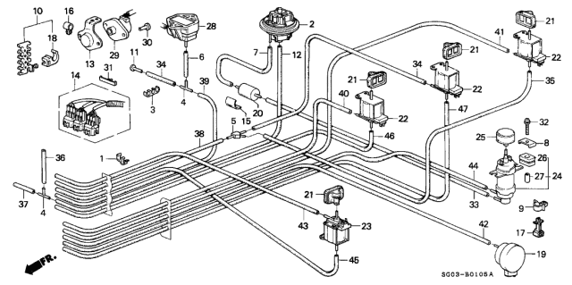 1988 Acura Legend Clamp Assembly, Tube Diagram for 36032PL2004
