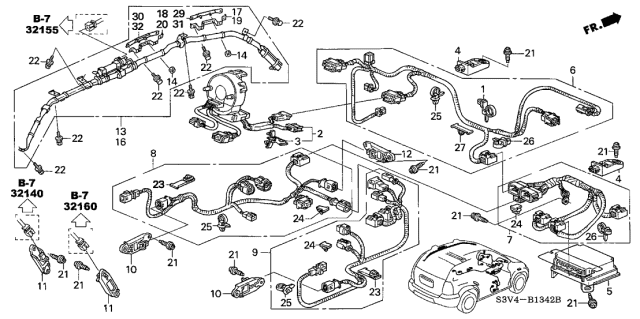 2005 Acura MDX SRS Unit Diagram for 77960S3VC11