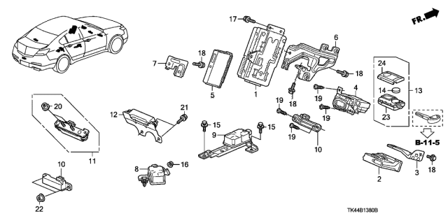 2010 Acura TL Slot Unit Assembly, Fob Diagram for 36920TK4A02