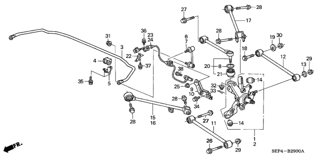 2005 Acura TL  Knuckle, Left Rear Diagram for 52215SEPA00