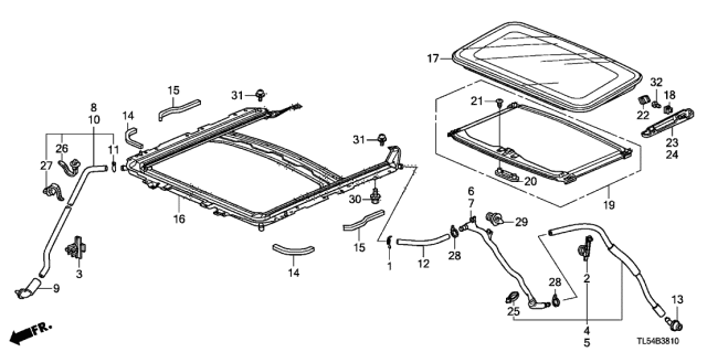 2014 Acura TSX  Glass Assembly, Roof Diagram for 70200TL2305