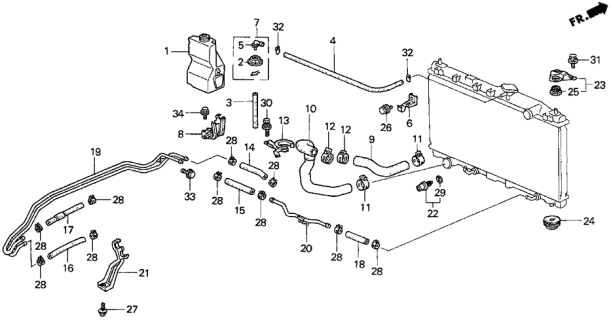 1997 Acura TL Joint, Reserve Tank Diagram for 19106PA0020