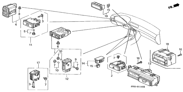 1999 Acura CL Lid, Center Switch Hole (Black) Diagram for 77205SM4000ZA