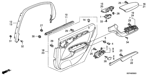 2008 Acura TL Handle Assembly, Left Rear Door Inside (Graphite Black) Diagram for 72660SEPA01ZA