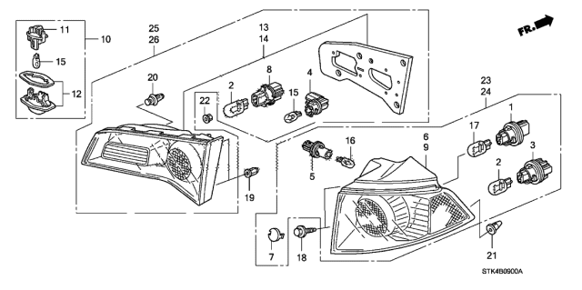 2011 Acura RDX Light Assembly, Driver Side Lid Diagram for 34155STKA11