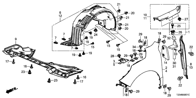 2020 Acura MDX  Clip, Tapping Screw (5MM) Diagram for 90682SEA003