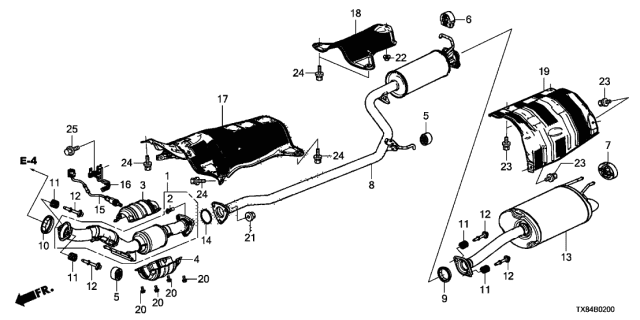 2014 Acura ILX Hybrid Gasket, Exhaust Flexible Diagram for 18229TF0013