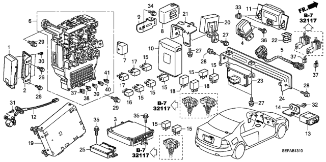 2008 Acura TL  Box Assembly, Fuse Diagram for 38200SEPA11